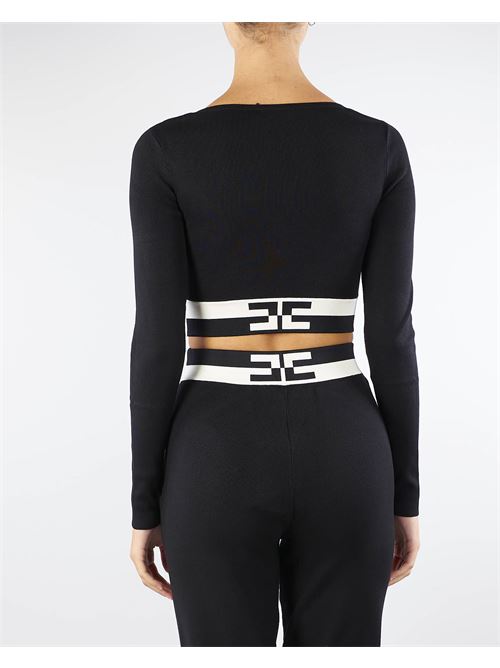 Viscose cropped top with logo bands Elisabetta Franchi ELISABETTA FRANCHI | Sweater | MK55S46E2685